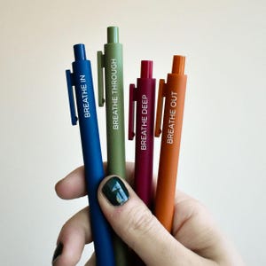 Take A Deep Breath Pen Pack | Encouragement Mental Health Gift | Pens for Teachers, Therapists, Counselors | 4 Pack Jotter Pens