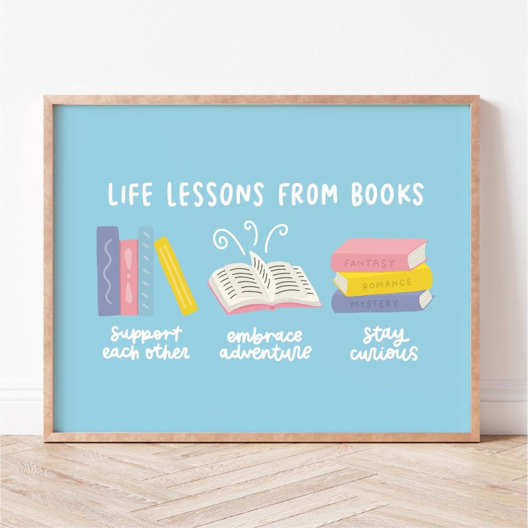 Life Lessons From Books Print for Classroom or Kids Room Decor - Book ...