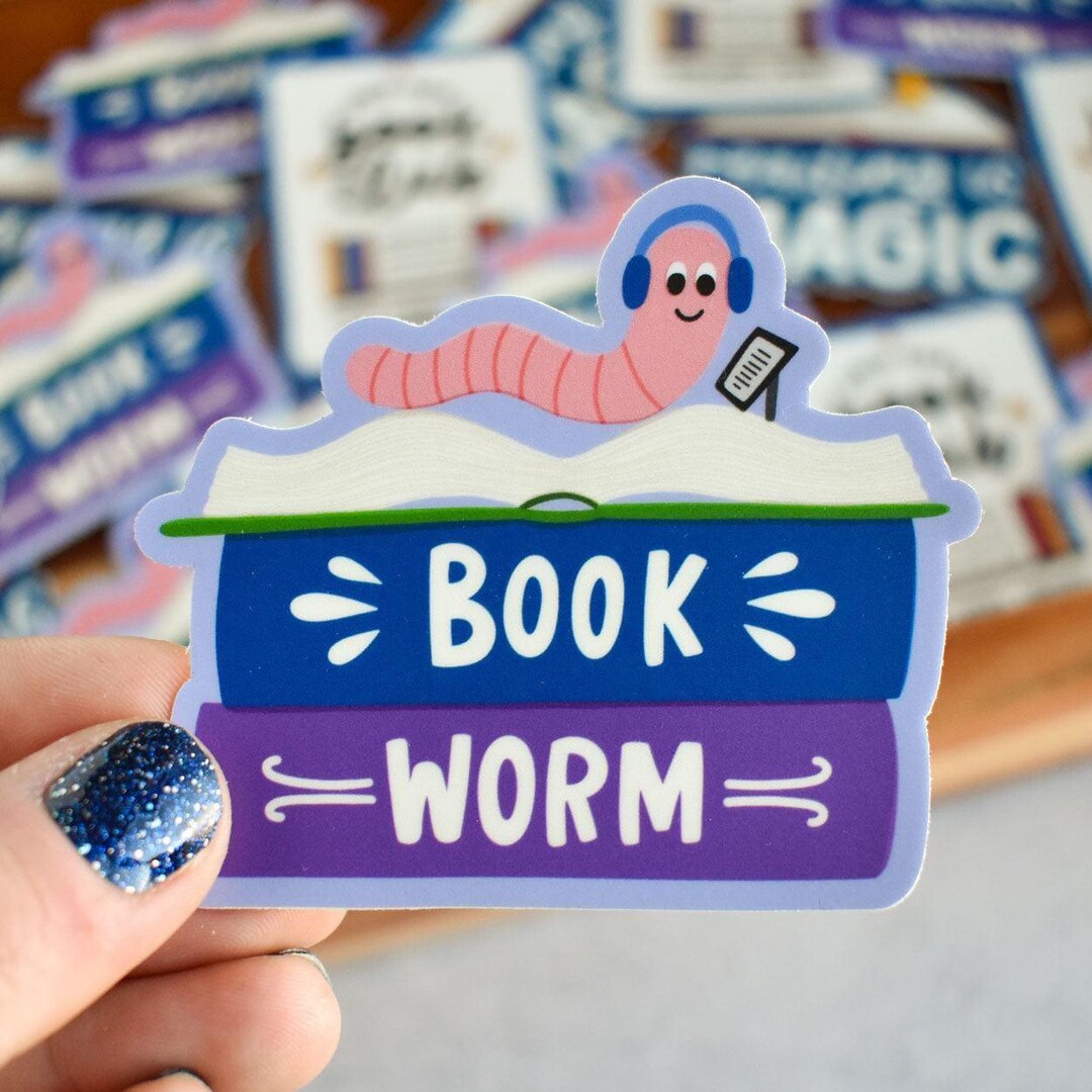 Bookworm Sticker | Funny Bookish Vinyl Decal for Laptops and Water ...