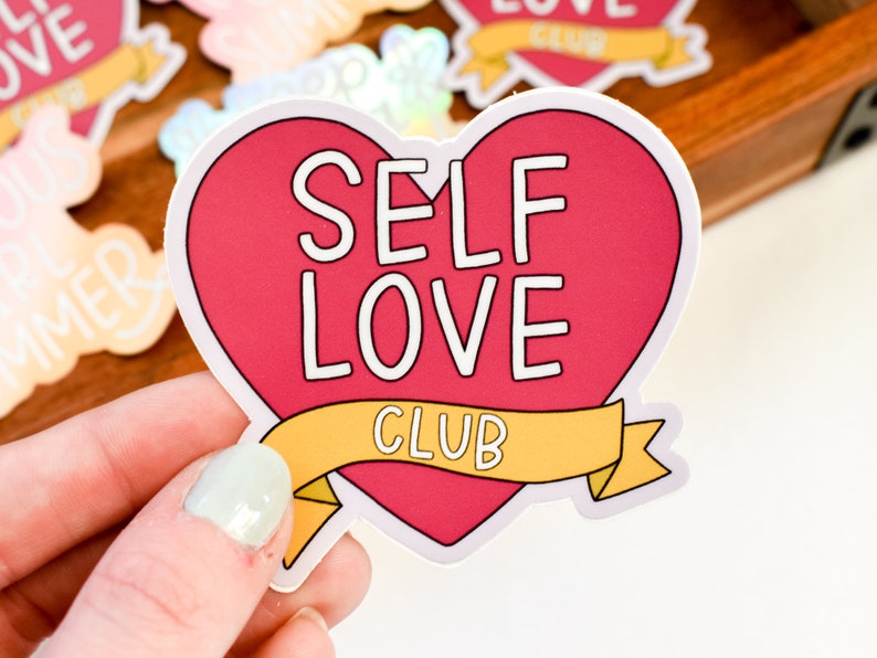 Self Love Club Sticker Body Positivity Sticker for Laptop Water Bottle Sticker Sticker for Journal College Student Sticker image 1