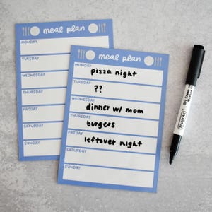 Meal Plan Dry Erase Magnet for Fridge | Weekly Dinner Planner