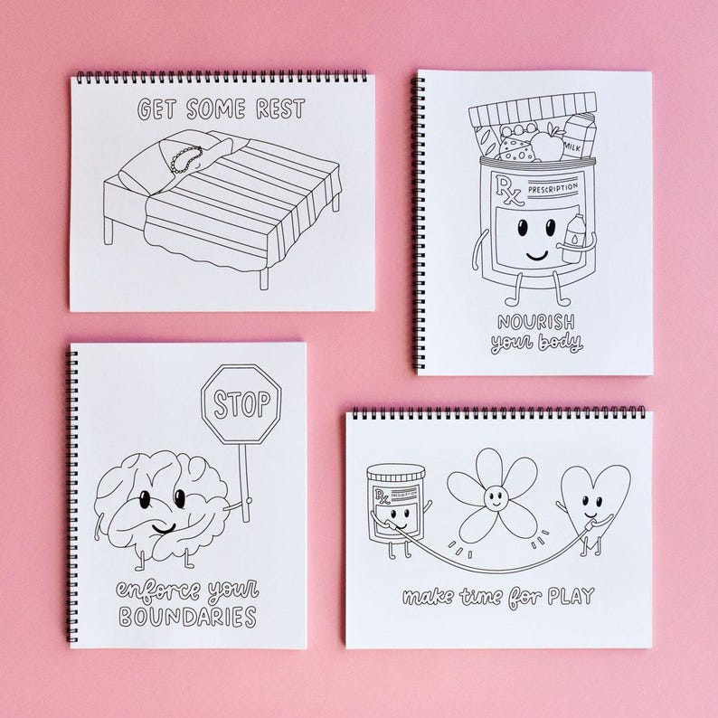 Self Care Coloring Book for Adults - Mental Health and ADHD Coloring Pages Back To School Gift - Coloring Pages For Teens - 8.5x11 inches image 3