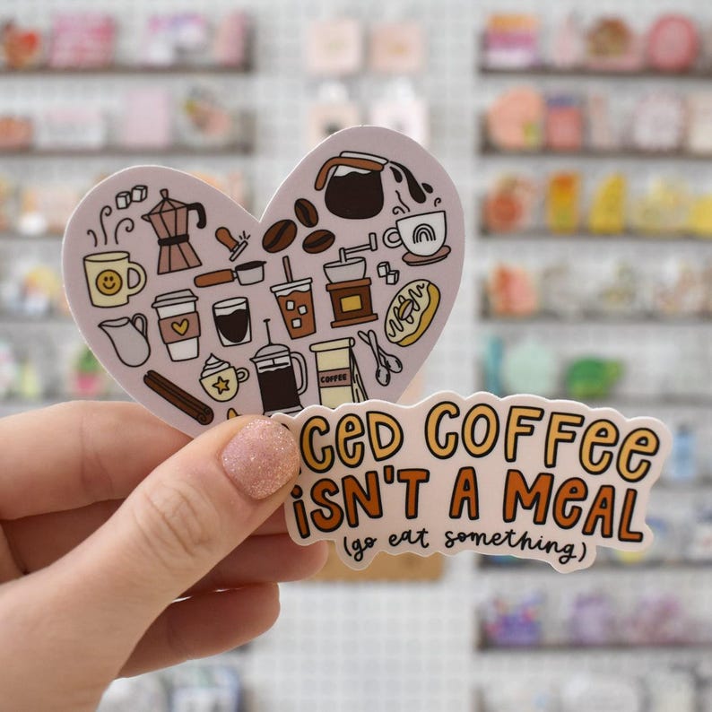 Coffee Heart Sticker | Barista Doodle Vinyl Decal for Laptops and Water Bottles imagem 2