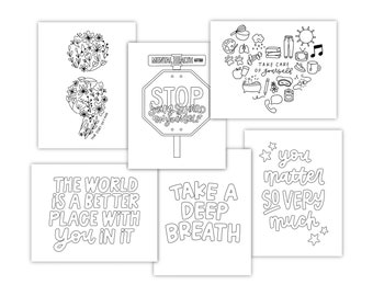 Mental Health Coloring Sheets | Coloring for Classrooms | Therapist and Counselor Office Coloring | Mental Health Matters (Digital Download)