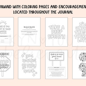 Mental Health Journal Healing / Straight Line Daily Check-In for Mental Wellness Therapy Journal with Coloring Sheets More image 6