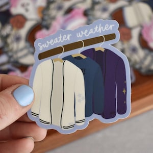 Sweater Weather Sticker - Cozy Fall Fashion Decal for Water Bottle - Cute Autumn Sticker For Tumbler or Laptop - Cozy Season Decal For Her Sweater Weather