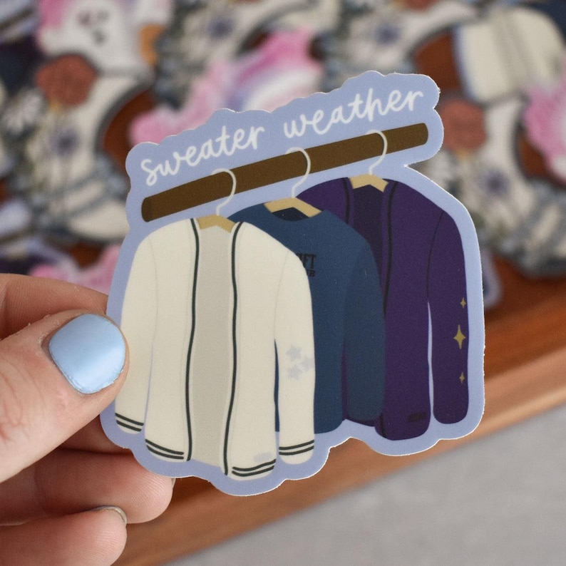 Sweater Weather Sticker - Cozy Fall Fashion Decal for Water Bottle - Cute Autumn Sticker For Tumbler or Laptop - Cozy Season Decal For Her Sweater Weather