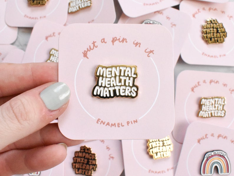 Mental Health Matters Enamel Pin Cute Lapel Pin for Women Gold Pin for Backpack and Lanyards Mental Health Gift for Therapist image 4