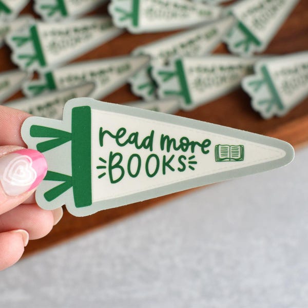 Read More Books Pennant Sticker - Book Kindle Stickers Book Lover Gift-Bookish Flag Vinyl Decal for Laptops and Water Bottle-Reading Sticker