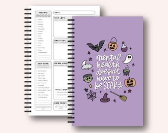 Mental Health / Scary Mental Health Journal | Therapy Notebook with Resources and Coloring