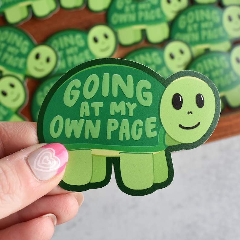 Going At My Own Pace Turtle Sticker Cute Decal for Laptop and Water Bottle Waterproof and Weatherproof Sticker Cute Animal Stickers image 1