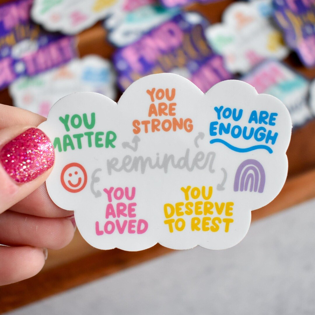 Affirmation Cloud Sticker | Colorful Mental Health Vinyl Decal for ...