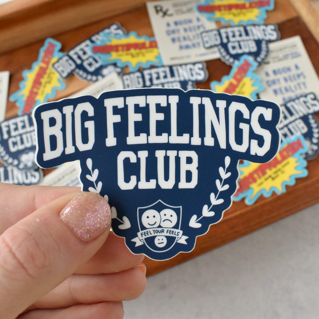 Big Feelings Club Sticker | Funny Mental Health Vinyl Decal for Laptops ...