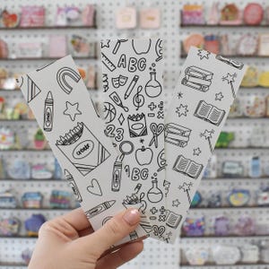 Marcapáginas para colorear con diseño de crayones / Impresión a doble cara en cartulina extra gruesa imagen 3