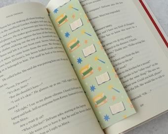 Book Pattern Bookmark | Double-Sided Print with Bookish Doodles