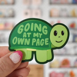 Going At My Own Pace Turtle Sticker Cute Decal for Laptop and Water Bottle Waterproof and Weatherproof Sticker Cute Animal Stickers image 3