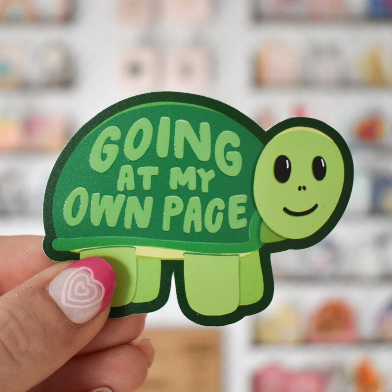 Going At My Own Pace Turtle Sticker Cute Decal for Laptop and Water Bottle Waterproof and Weatherproof Sticker Cute Animal Stickers image 3