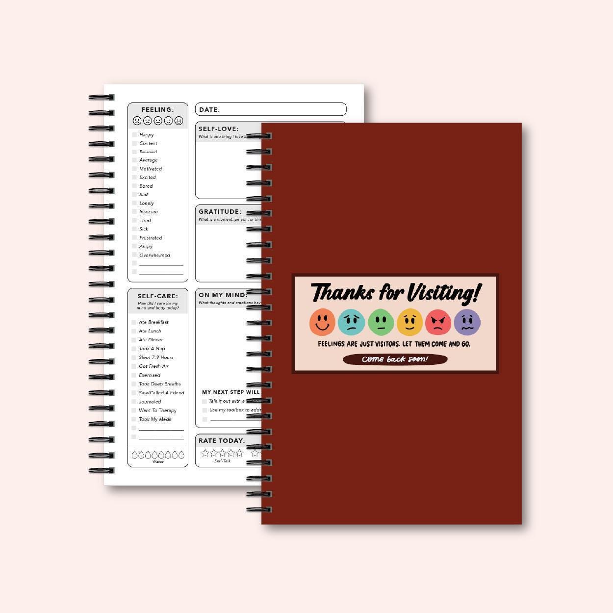 Mental Health Tracker and Planner - Therapy Notebook With Feelings Tracker - Anxiety Journal or Appt Reminder Thanks for Visiting Journal