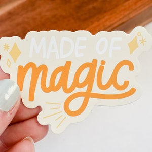 Made of Magic Sticker Cute Sticker for Summer Yellow Water Bottle Sticker for Women Glitter Laptop Sticker Gift for Students image 3