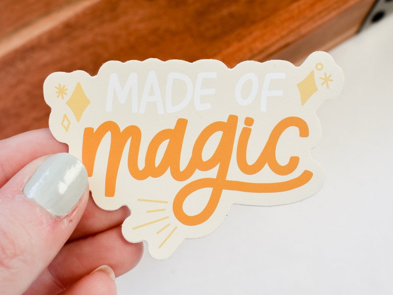 Made of Magic Sticker Cute Sticker for Summer Yellow Water Bottle Sticker for Women Glitter Laptop Sticker Gift for Students image 3