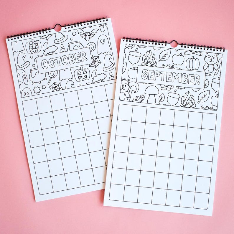 Color Your Year Calendar Undated - Coloring Wall Calendar for Adults ...