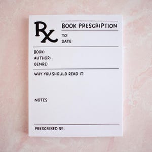 Book Prescription Notepad Best Bookish Stationery Gift For Readers - Book Lover Memo Pad Unique Gifts For Teachers - Romantasy Reader Gift