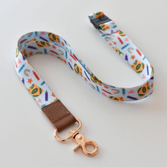 Crayon Pattern Teacher Lanyard - Breakaway Lanyard With Rainbows Fun School Accessories - Cute Safety Lanyard Best Back To School Gift