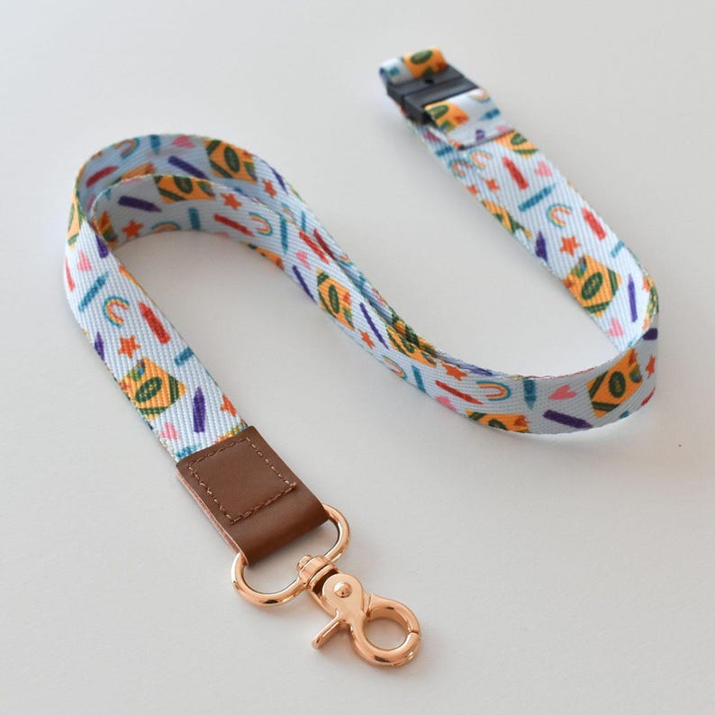 Crayon Pattern Teacher Lanyard - Breakaway Lanyard With Rainbows Fall FashionSchool Accessories-Cute Safety Lanyard Best Back To School Gift zdjęcie 1
