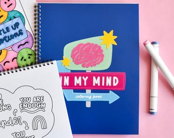 Mental Health Coloring Book For Adults and Teens Best Birthday Gift For Her | In My Mind Inspirational Coloring Pages - 8.5x11 inches