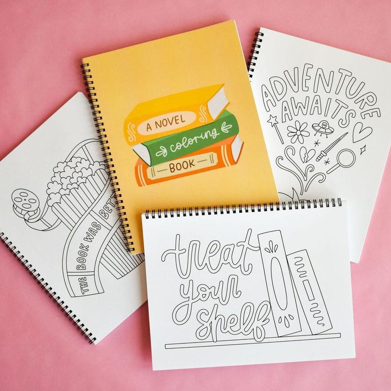 Bookish Coloring Book For Adults and Teens - Book Lover Gift - Cute Coloring Pages Self Care Gift - Novel Coloring Book - 8.5x11 in image 3