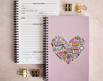 Reading Heart Journal Best Book Tracker For Women ~ Pink Reading Log Notebook ~ Book Lover Journal With Coloring Pages Best Summer Crafts