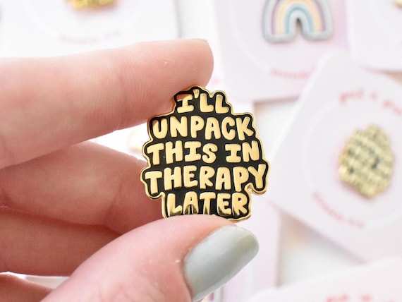 I'll Unpack This In Therapy Pins - Funny Mental Health Pin For Backpack - Anxiety or Depression Enamel Pin Cute Accessory - ADHD Gifts