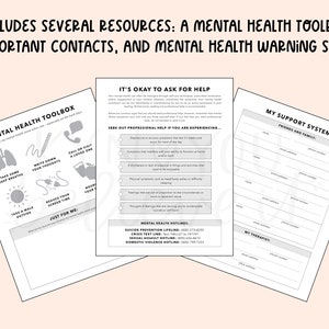 Mental Health Journal Healing / Straight Line Daily Check-In for Mental Wellness Therapy Journal with Coloring Sheets More image 5