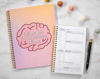 Mental Health Journal | I'm The Problem Anti-Hero Journal | Daily Check-In for Mental Wellness | Therapy Journal with Coloring Sheets + More