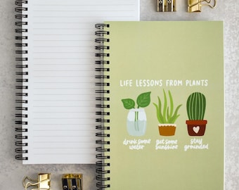 Life Lessons from Plants Notebook - Spiral Plant Journal Best Gifts For Mom - Empty Plant Care Notebook - Cute Plant Tracker Diary For Her