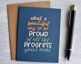 Beautiful Day / Progress Card | Cute Motivational Card for Friends | Graduation, New Job Card