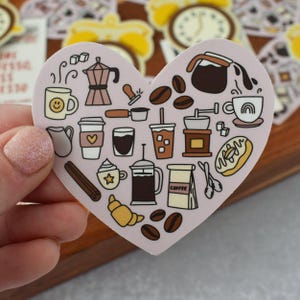 Coffee Heart Sticker | Barista Doodle Vinyl Decal for Laptops and Water Bottles imagem 4