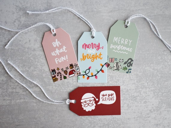 This Gift Sleighs Gift Tags Cute Christmas Gift Tags for Presents and Gift  Bags Colorful Christmas Tags Set of 8 Tags With String 