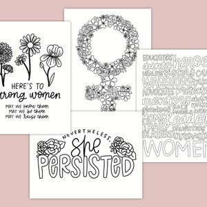 Women&#39;s Empowerment Coloring Sheets | Coloring Sheets for International Women&#39;s Day | Feminist Coloring Book for Her