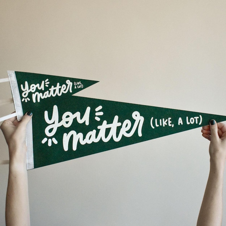 You Matter Pennant Flag For Classroom Decor - Green Mental Health Banner for School Counselor Office Decor-Back To School Gift or Dorm Decor image 1