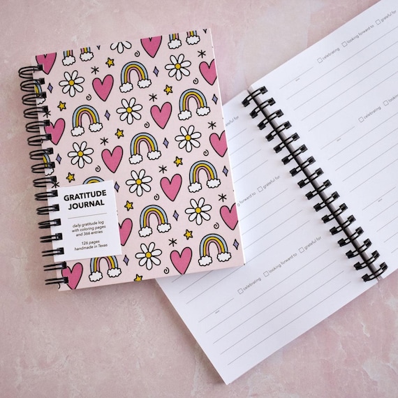 Simple Gratitude Journal - Guided Affirmation Journal Unique Graduation Gifts - Positivity Notebook Wellness Gift | Rainbow Pattern Journal