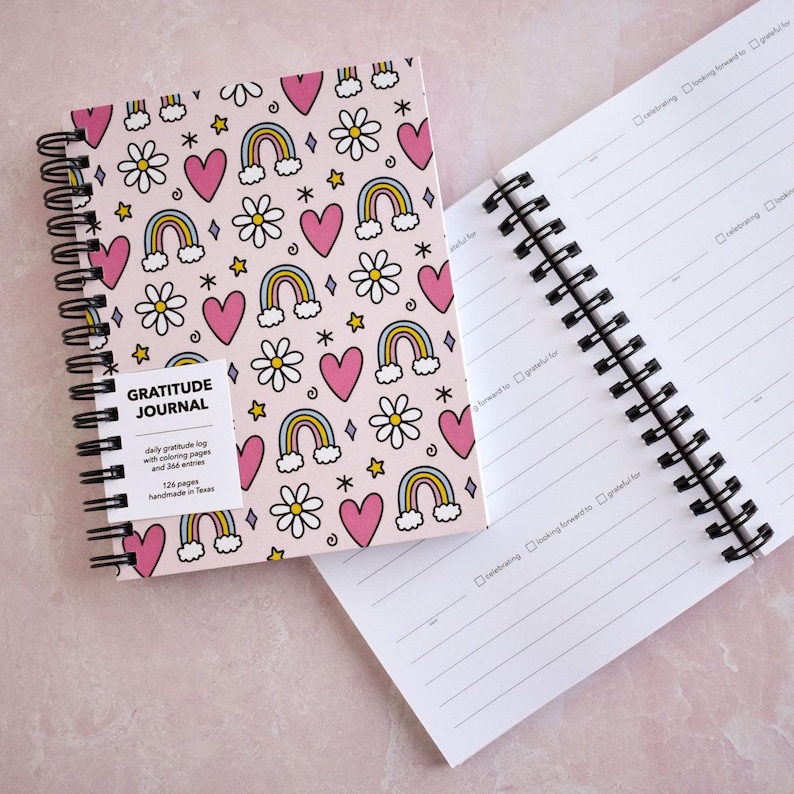 Simple Gratitude Journal For Teen Girls - Guided Affirmation Journal - Positivity Notebook Wellness Gift for Her | Rainbow Pattern Journal image 1