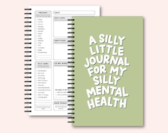 Silly Little Mental Health Journal | Daily Gratitude Journal | Undated Therapy Notebook With Guided Prompts and Mood Tracker |Self Care Gift
