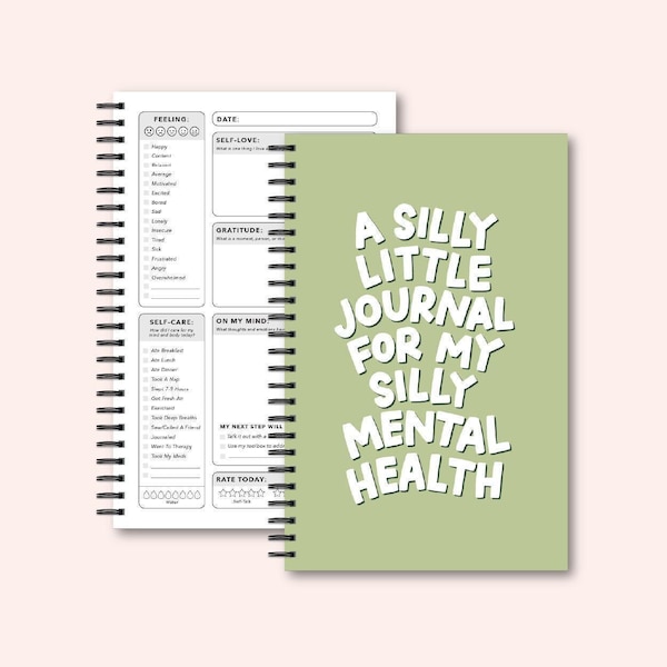 Silly Little Mental Health Journal | Daily Gratitude Journal | Undated Therapy Guided Notebook With Mood Tracker | Wellness Self Care Gift
