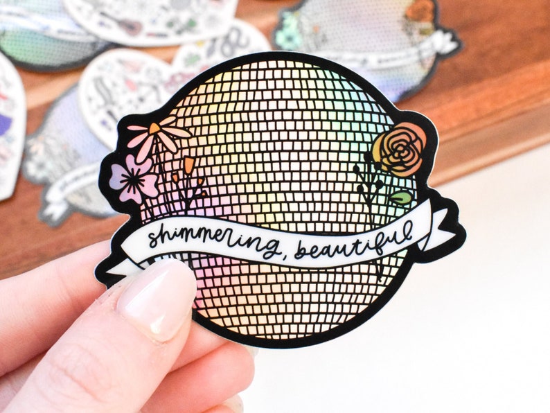 Shimmering, Beautiful Mirrorball Sticker Taylor Sticker for Her Swiftie Sticker for Laptop and Water Bottle Disco Ball Sticker image 1