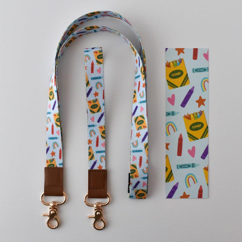 Crayon Pattern Teacher Lanyard - Breakaway Lanyard With Rainbows Fall FashionSchool Accessories-Cute Safety Lanyard Best Back To School Gift zdjęcie 3