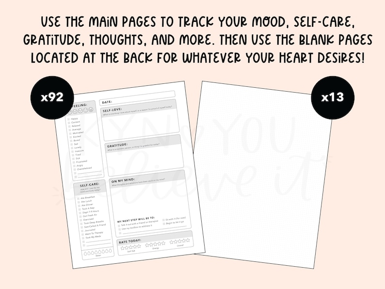 Mental Health Journal Healing / Straight Line Daily Check-In for Mental Wellness Therapy Journal with Coloring Sheets More image 4