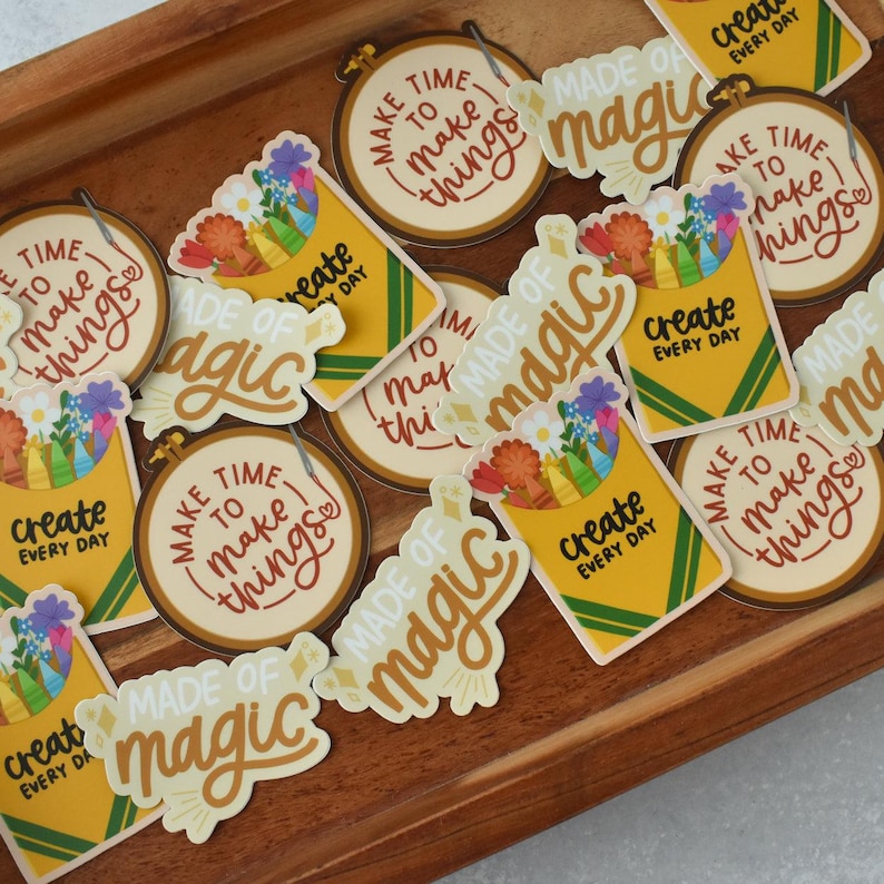 Make Time to Make Things Sticker - Embroidery Crafting Sticker Inspirational Gift For Her - Inspirational Decal for Laptops and Water Bottle image 2