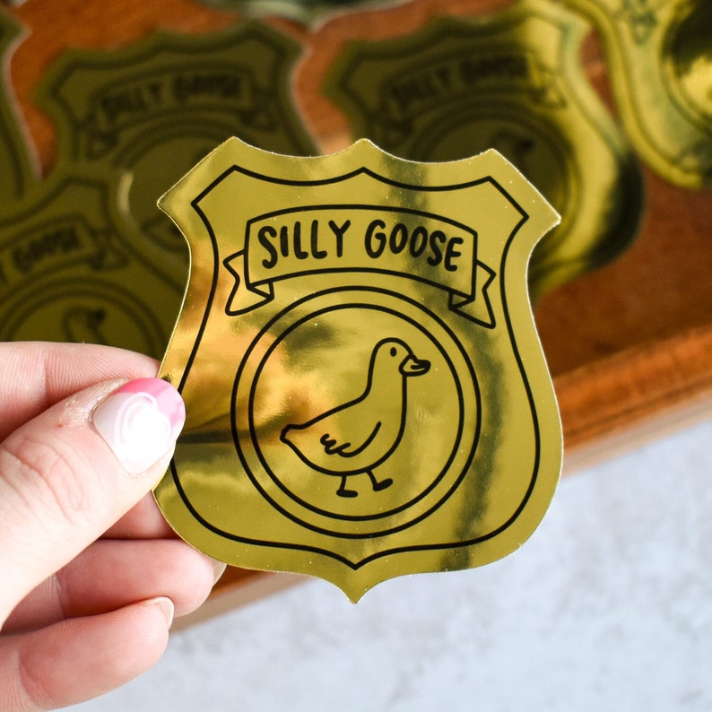 Silly Goose Badge Sticker Cute Decal for Laptop and Water Bottle Waterproof and Weatherproof Sticker Funny Animal Sticker image 1