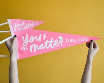 You Matter Pennant Flag Pink School Counselor Office Decor - Back To School Mental Health Banner - Motivational Pennant Flag For Classroom